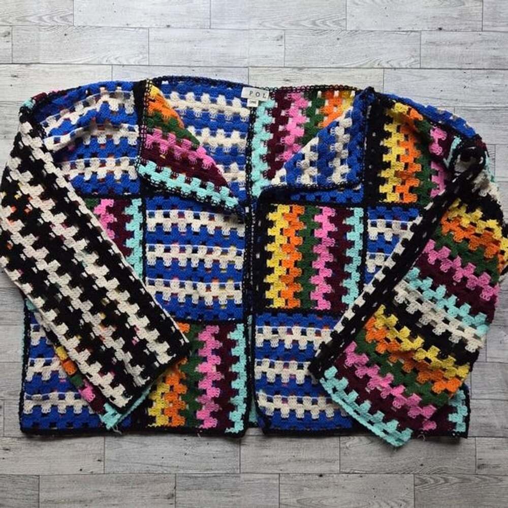 POL Women’s Patchwork Square Crochet Cardigan Sweater
